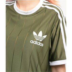 adidas Originals Women's Adicolor 3-Stripes Pinstripe T-Shirt Green Size Small